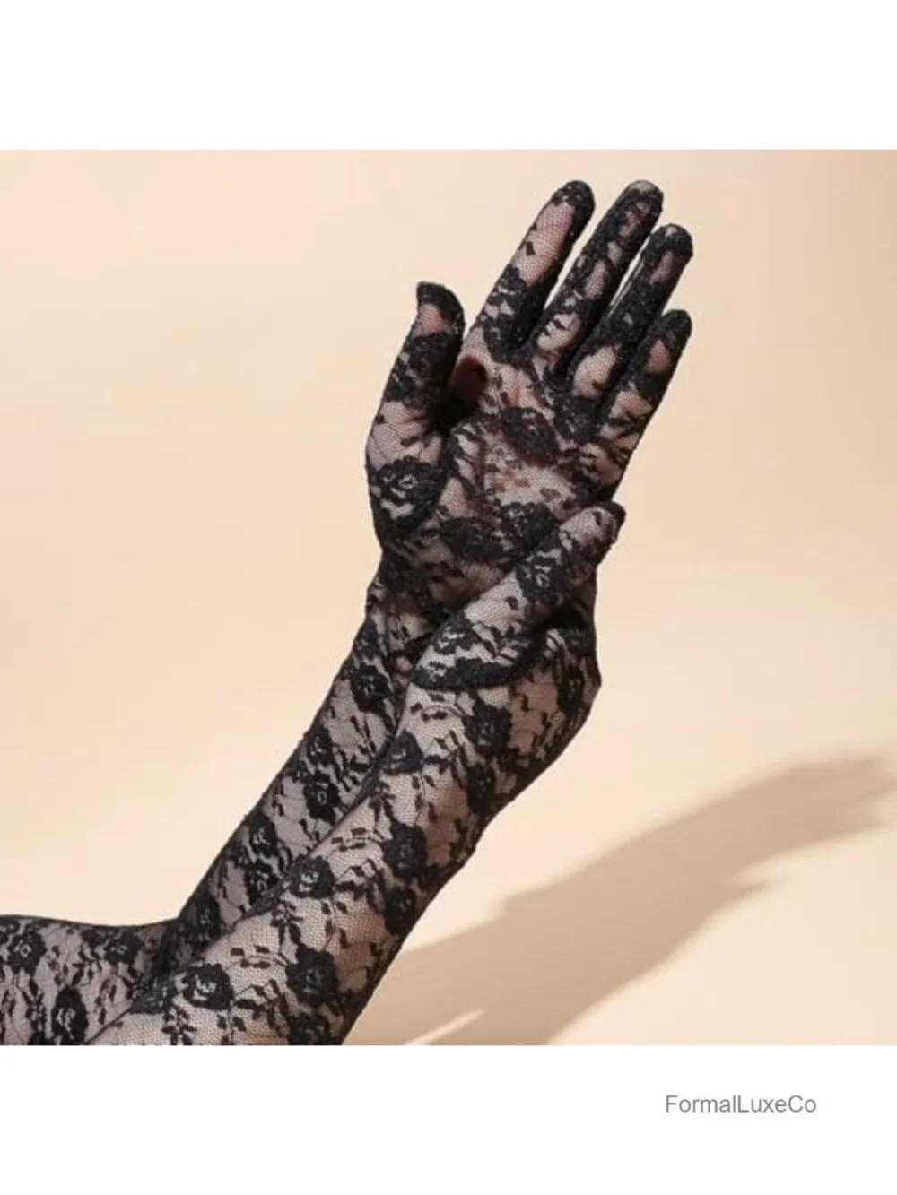 Vintage Floral Lace Long Opera Gloves - Elbow Length Wedding Bridal